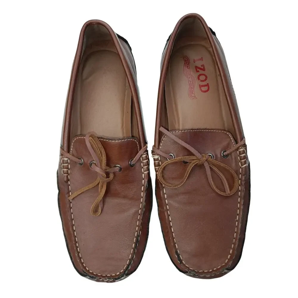 Izod Men's Burton Brown Slip-On Boat Shoes Mocs